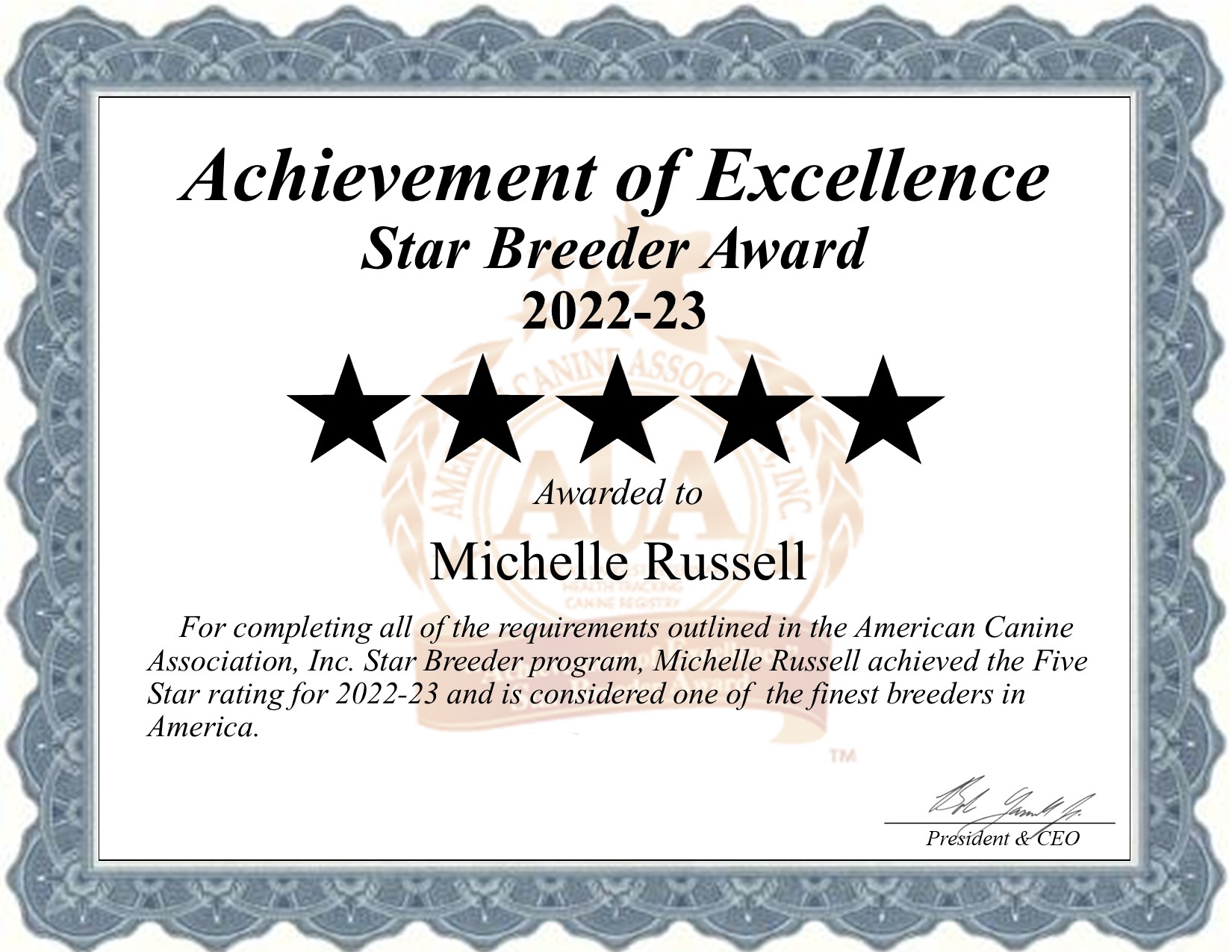Michelle, Russell, dog, breeder, star, certificate, Michelle-Russell, Erie, KS, Kansas, puppy, dog, kennels, mill, puppymill, usda, 5-star, aca, ica, registered, french, bulldogs, frenchies, 48-A-1869, 48a1869